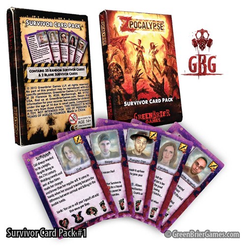 2!GBRZP191 Zpocalypse Board Game: Survivor Pack 1 published by Green Brier Games