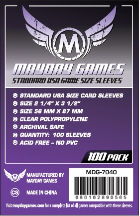 Mayday Standard USA 100 Card Sleeves 56mm x 87mm Details and Review