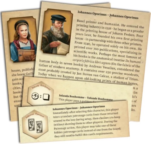 POR2221CHAR Gutenberg Board Game: Yolande And Johannes Characters Mini Expansion published by Portal Games