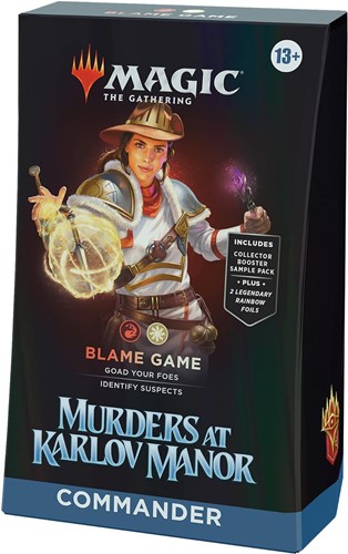 WTCD3027S1 MTG Murders At Karlov Manor Blame Game Commander Deck published by Wizards of the Coast
