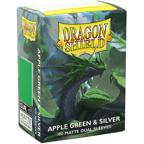2!ARCT15073 100 x Apple Green And Silver Matte Dual Standard Card Sleeves 63.5mm x 88mm (Dragon Shield) published by Arcane Tinmen