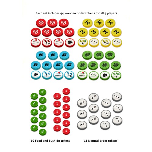 3!ARQ031 Small Samurai Empires Board Game: Deluxe Order Tokens published by Archona Games