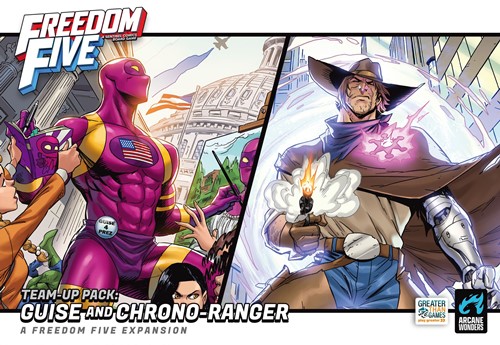 2!AWGDTE15FFCG Freedom Five Board Game: Guise And Chrono-Ranger Team-Up Pack published by Arcane Wonders