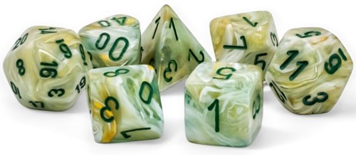 CHX22409 Chessex Marble Mega-Hedral - Green with Dark Green Polyhedral Set published by Chessex