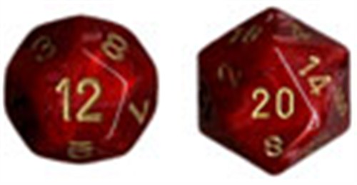 CHX27434 Chessex Vortex 7 Dice Set - Vortex (Burgundy with Gold) published by Chessex