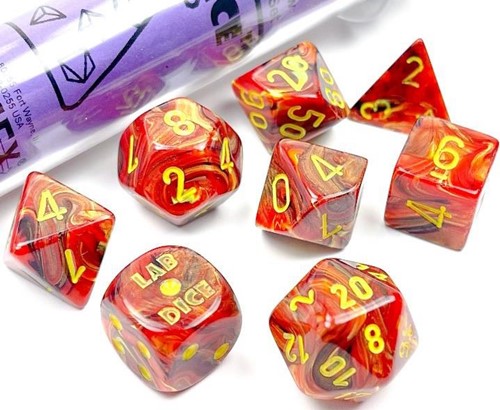 CHX30050 Chessex Luminary Lab 7 Dice Set - Underworld with Yellow published by Chessex