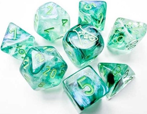 CHX30054 Chessex Borealis 7 Dice Set - Kelp wih Light Green Luminary published by Chessex