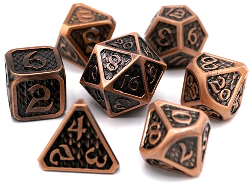 2!DHDM0200010 7pc RPG Dice Set: Drakona Eldric Cuprum published by Die Hard Dice