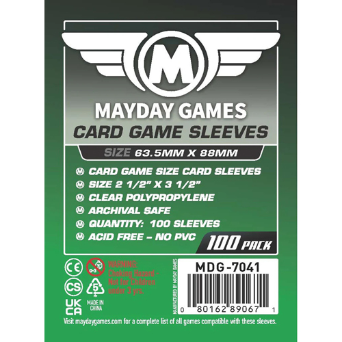 DMGMDG7041 100 x Clear Standard Card Sleeves 63.5mm x 88mm (Mayday) (Damaged) published by Mayday Games