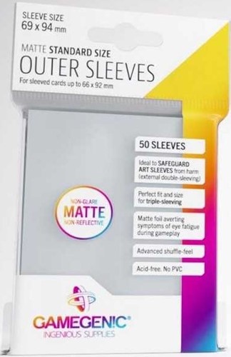 2!GGS10129ML 50 x Clear Matte Standard Size Outer Sleeves (Gamegenic) published by Gamegenic