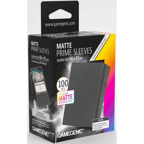 3!GGS10148ML 100 x Black Matte Prime Sleeves 63.5mm x 88mm (Gamegenic) published by Gamegenic