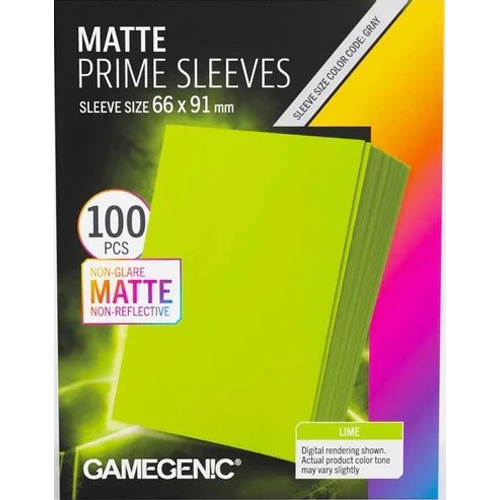 3!GGS10157ML 100 x Lime Matte Prime Sleeves 63.5mm x 88mm (Gamegenic) published by Gamegenic