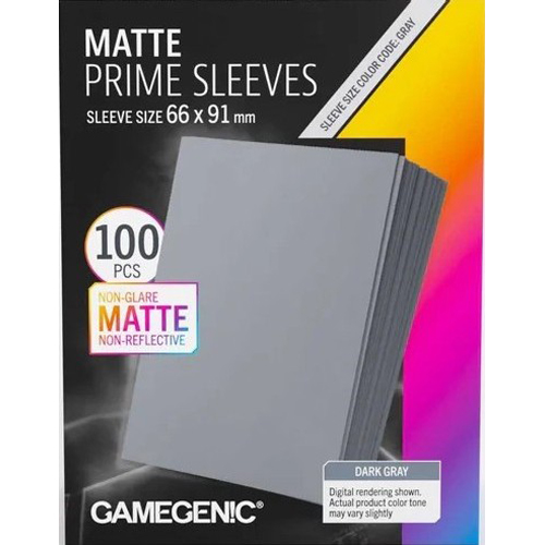 3!GGS10158ML 100 x Dark Gray Matte Prime Sleeves 63.5mm x 88mm (Gamegenic) published by Gamegenic