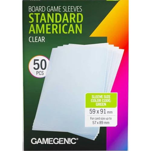 3!GGS10176ML 50 x Board Game Sleeves Standard American Clear 57mm x 89mm (Gamegenic) published by Gamegenic