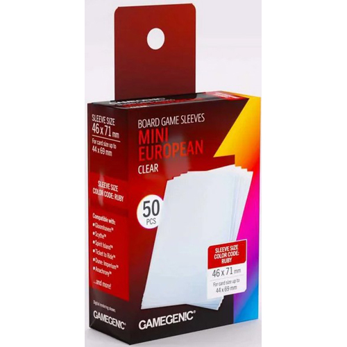 3!GGS10179ML 50 x Board Game Sleeves Mini European Clear 44mm x 68mm (Gamegenic) published by Gamegenic