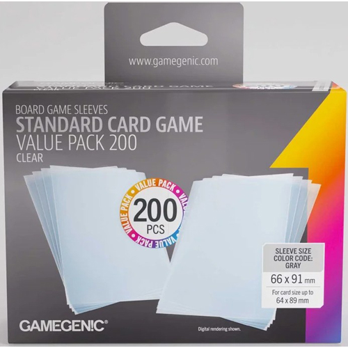 1!GGS10181ML 200 x Clear Prime Value Pack Card Sleeves 63.5mm x 88mm published by Gamegenic