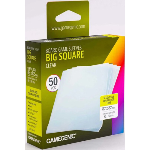 3!GGS10182ML 100 x Board Game Sleeves Big Square Clear 80mm x 80mm (Gamegenic) published by Gamegenic