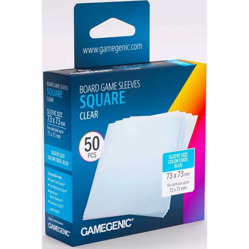 3!GGS10183ML 100 x Board Game Sleeves Square Clear 71mm x 71mm (Gamegenic) published by Gamegenic
