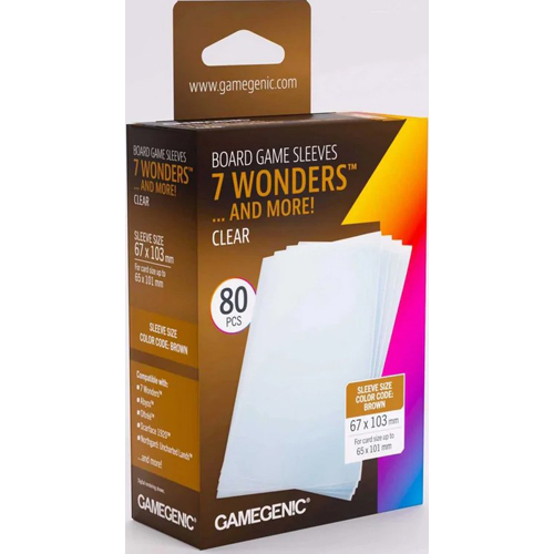 3!GGS10185ML 100 x Board Game Sleeves 7 Wonders Clear 65mm x 100mm (Gamegenic) published by Gamegenic