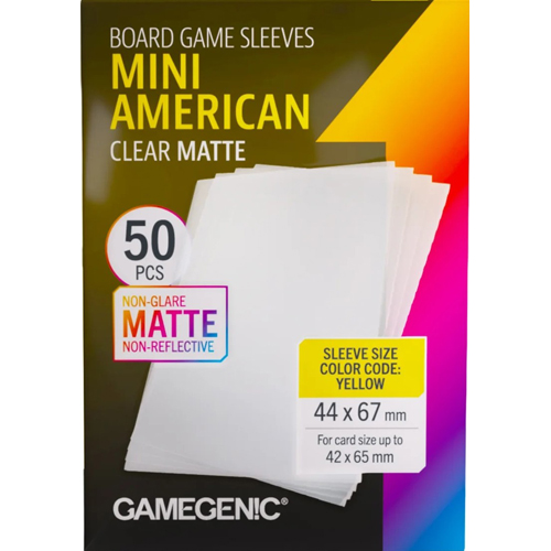 GGS10190ML 50 x Board Game Sleeves Mini American Clear Matte 44mm x 67mm (Gamegenic) published by Gamegenic