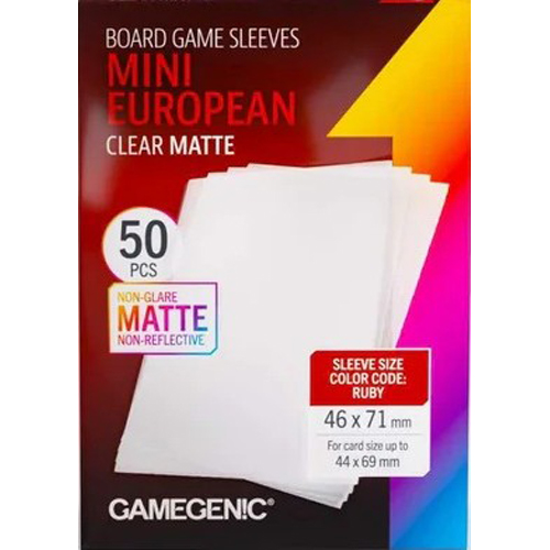 3!GGS10192ML 50 x Board Game Sleeves Mini European Clear Matte 44mm x 68mm (Gamegenic) published by Gamegenic
