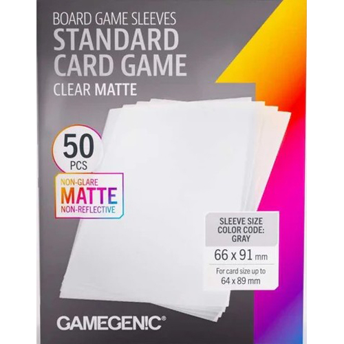 3!GGS10193ML 50 x Board Game Sleeves Standard Card Game Clear Matte 63.5mm x 88mm (Gamegenic) published by Gamegenic
