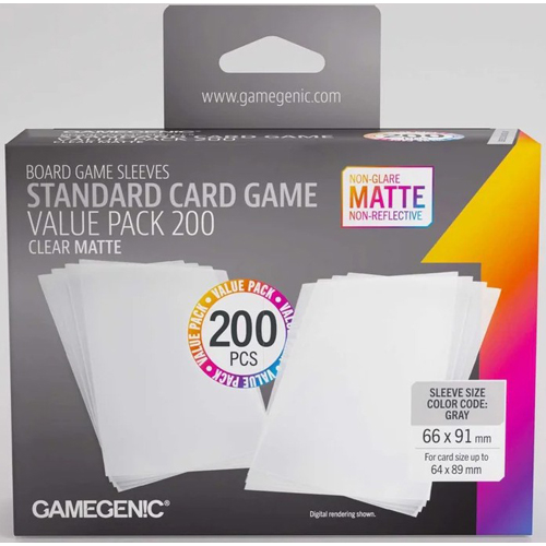 1!GGS10194ML 200 x Clear Matte Standard Value Pack Card Sleeves published by Gamegenic