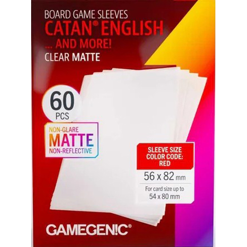3!GGS10197ML 60 x Board Game Sleeves CATAN English Clear Matte 54mm x 80mm (Gamegenic) published by Gamegenic