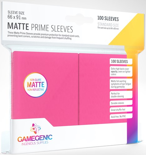 100 x Pink Matte Standard Card Sleeves 63.5mm x 88mm (Gamegenic)