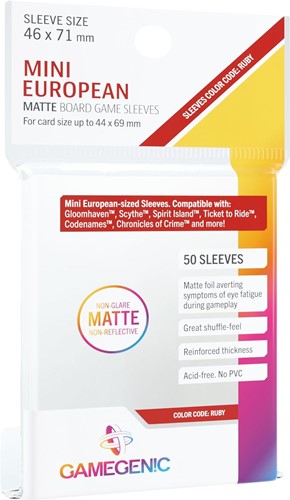 GGS11065 50 x Clear Matte Mini European Card Sleeves 44mm x 68mm (Gamegenic) published by Gamegenic