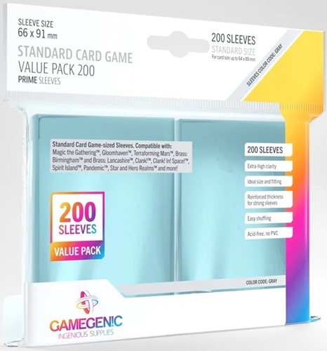 GGS11071 200 x Clear Prime Value Pack Card Sleeves 63.5mm x 88mm (Gamegenic) published by Gamegenic