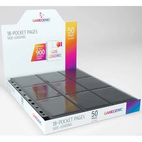 GGS30002 50 x Gamegenic Black Sideloading 18-Pocket Pages published by Gamegenic