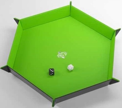GGS60060ML Magnetic Dice Tray Hexagonal: Black And Green published by Gamegenic