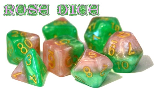 2!GKG512 Halfsies Dice: Rose (Polyhedral 7 Set) published by Gate Keeper Games