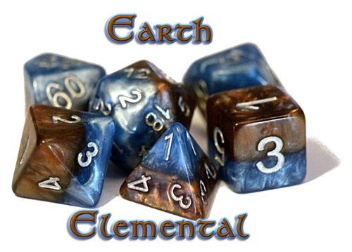 Halfsies Dice: Earth Elemental (Polyhedral 7 Set)