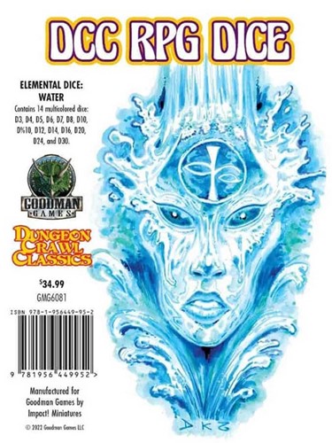 2!GMG6081 Dungeon Crawl Classics: Water Elemental Dice Set published by Goodman Games
