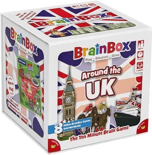 GRE124429 BrainBox Game: Around The UK (Refresh 2022) published by Green Board Games