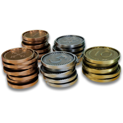 2!KARCOCCOIN Clans Of Caledonia Board Game: 70 Metal Coins published by Karma Games