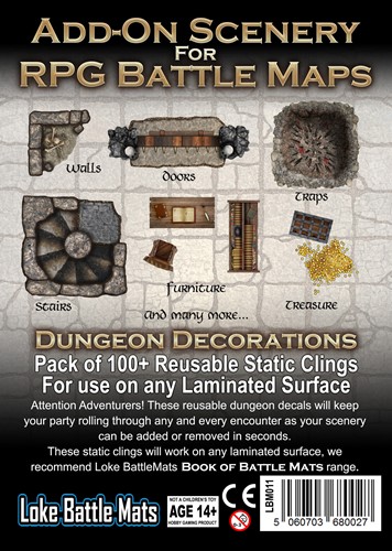 LOKEBM011 Battle Mats: Add-On Scenery Pack (100+ Reusable Static Clings) published by Loke Battle Mats