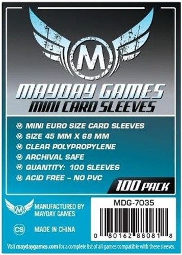 100 x Clear Mini European Card Sleeves 45mm x 68mm (Mayday)