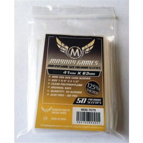 50 x Clear Mini American Card Sleeves 41mm x 63mm (Mayday Premium)