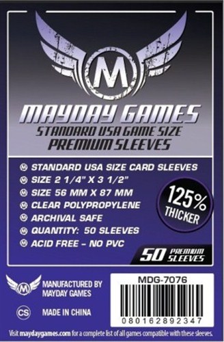 50 x Clear Standard American Card Sleeves 56mm x 87mm (Mayday Premium)