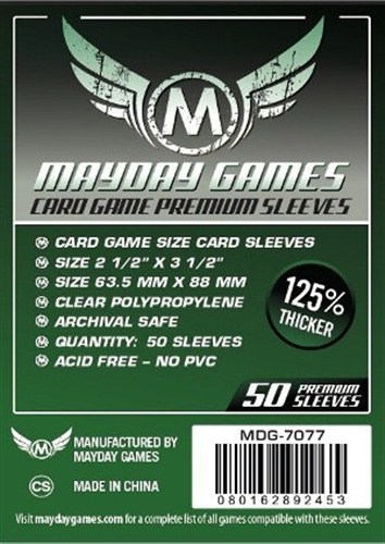 2!MDG7077 50 x Clear Standard Card Sleeves 63.5mm x 88mm (Mayday Premium) published by Mayday Games