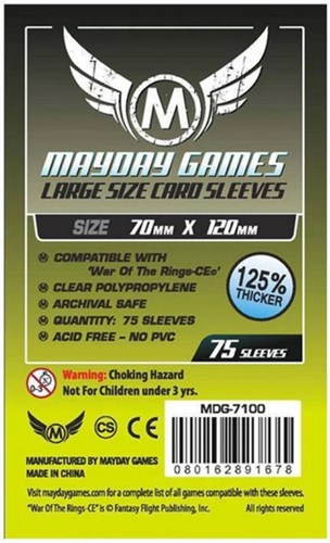 MDG7100 Mayday Large Size Card Sleeves 70mm x 120mm published by Mayday Games