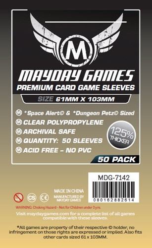 MDG7142 50 x Clear Card Sleeves 61mm x 103mm (Mayday Premium) published by Mayday Games