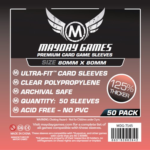 50 x Clear Card Sleeves 80mm x 80mm (Mayday Premium)