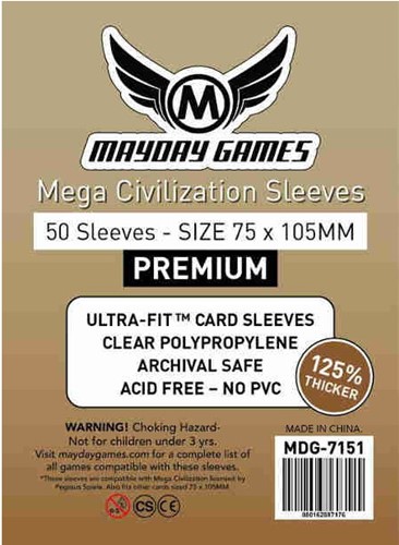 50 x Mega Civilisation Sleeves 75mm x 105mm (Mayday Premium)