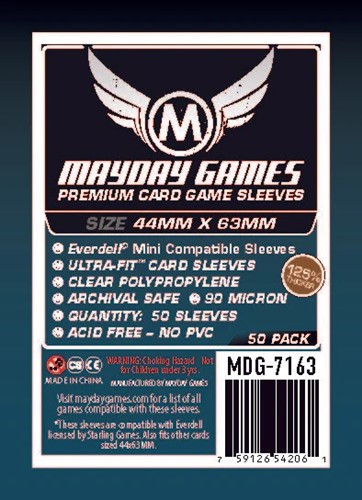 50 x Clear Premium Everdell Mini Compatible Sleeves 44mm x 63mm