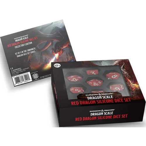3!MET10979 Dungeons and Dragons Dragon Scale Silicone Dice Set: Red published by Metallic Dice Games