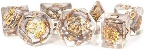 MET740 Resin Poly Dice Set: Gear Dice published by Metallic Dice Games